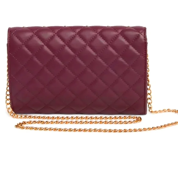Badgley Mischka Quilted Studded Convertible Crossbody Bag Plum NWT - Picture 4 of 5